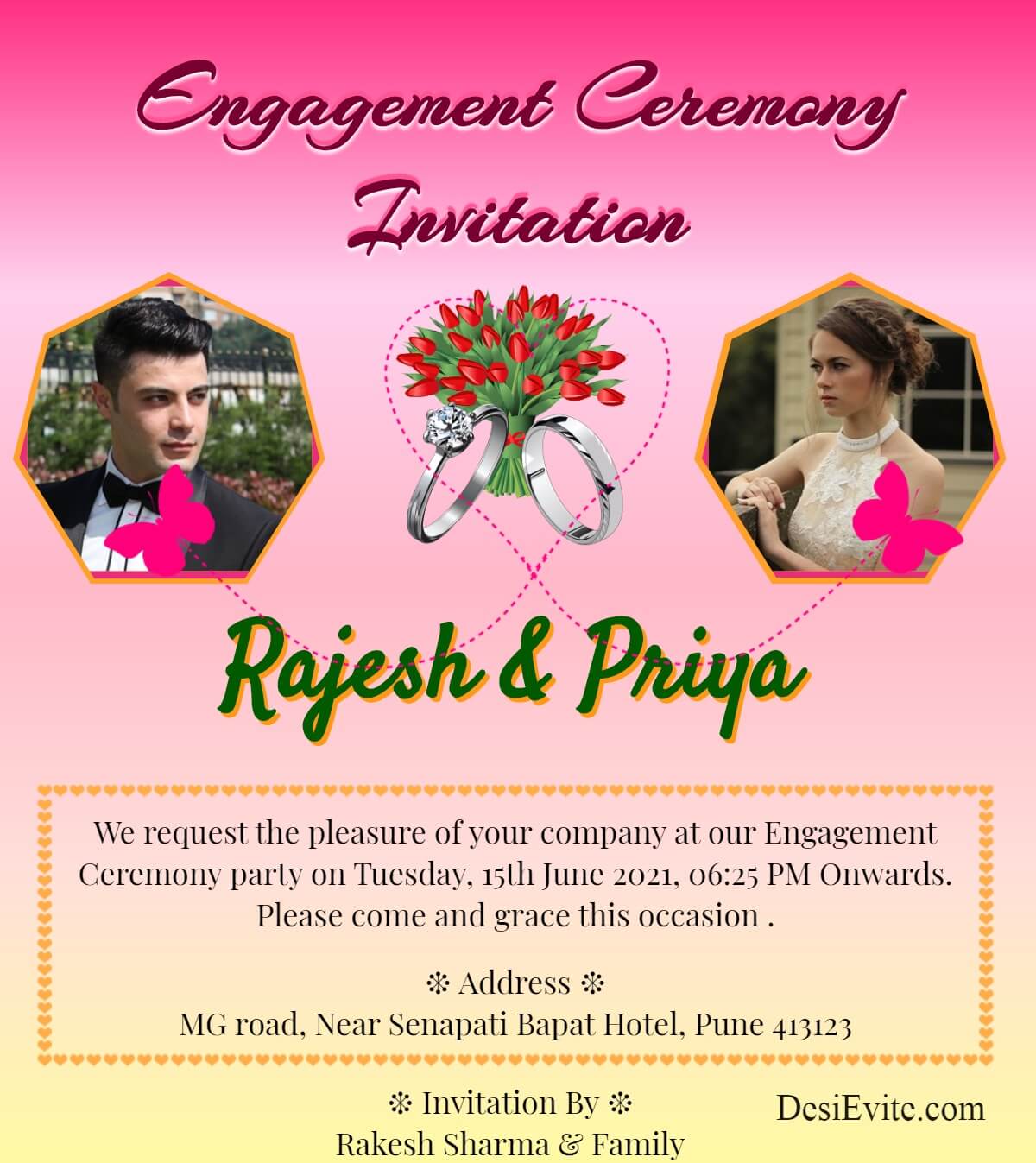 engagement card western style template for whatsapp